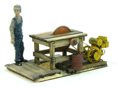Farmers Table Saw, white metal and wood - #724